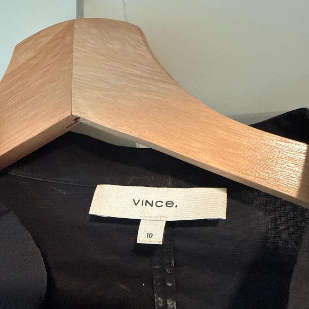 Vince Black Puff Sleeve Open Back Blouse. Sz 10 - Picture 4 of 4